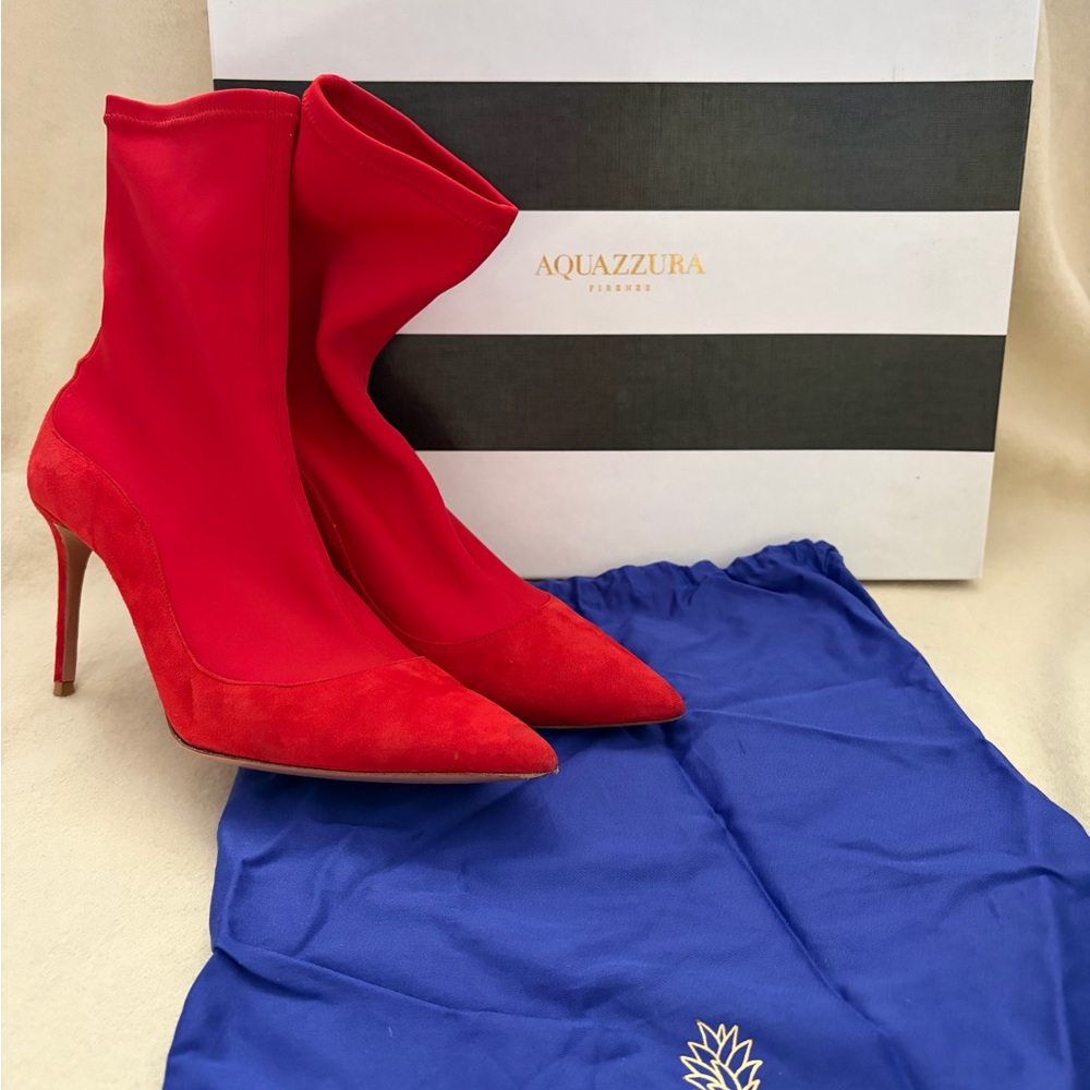 Aquazzura Vibrant Red Heeled Boot - Picture 2 of 5